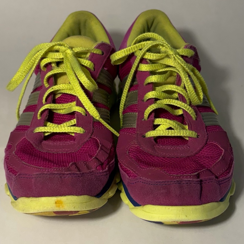 Adidas LA Runner Sneakers Tennis Shoes Bright Pink Neon Green Sz 9.5 Workout GUC - Picture 3 of 14